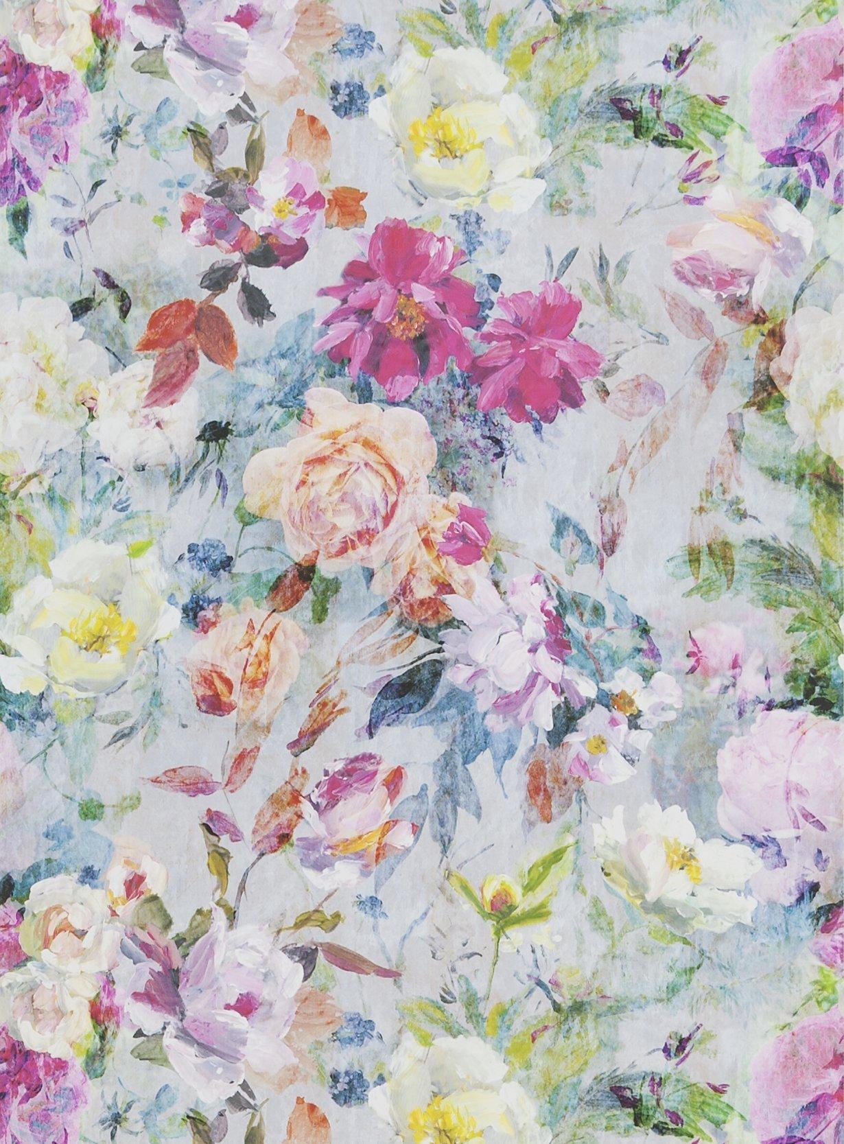 Floral Rose Print Paste The Wall Heavyweight Non-Woven Wallpaper