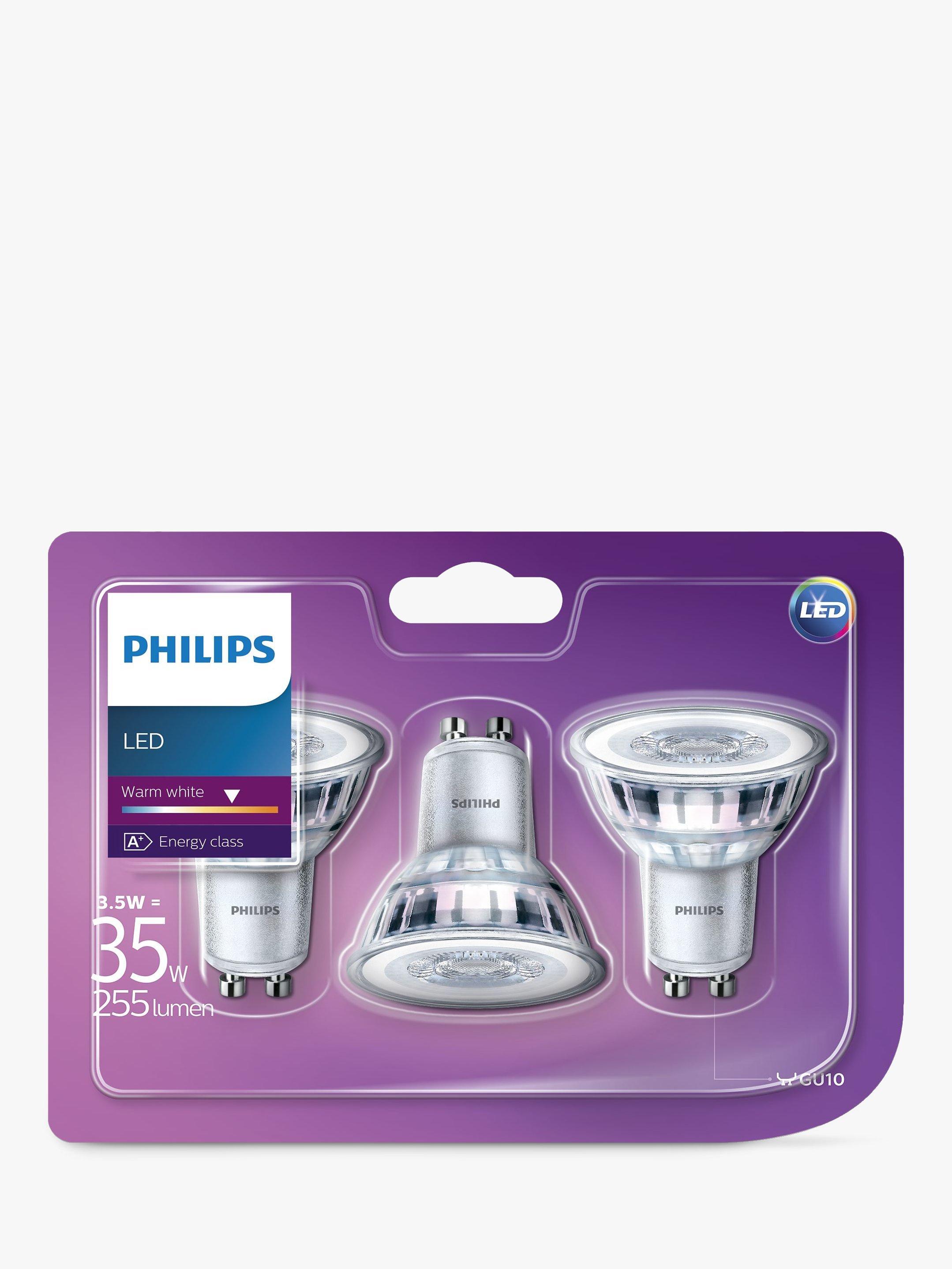 Philips LED light bulb GU10 non-dimmable pack of 3, UK version