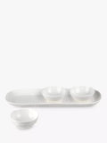 Portmeirion porcelain dip bowls set with tray, 3-piece, white (British brand)