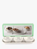 Portmeirion porcelain dip bowls set with tray, 3-piece, white (British brand)