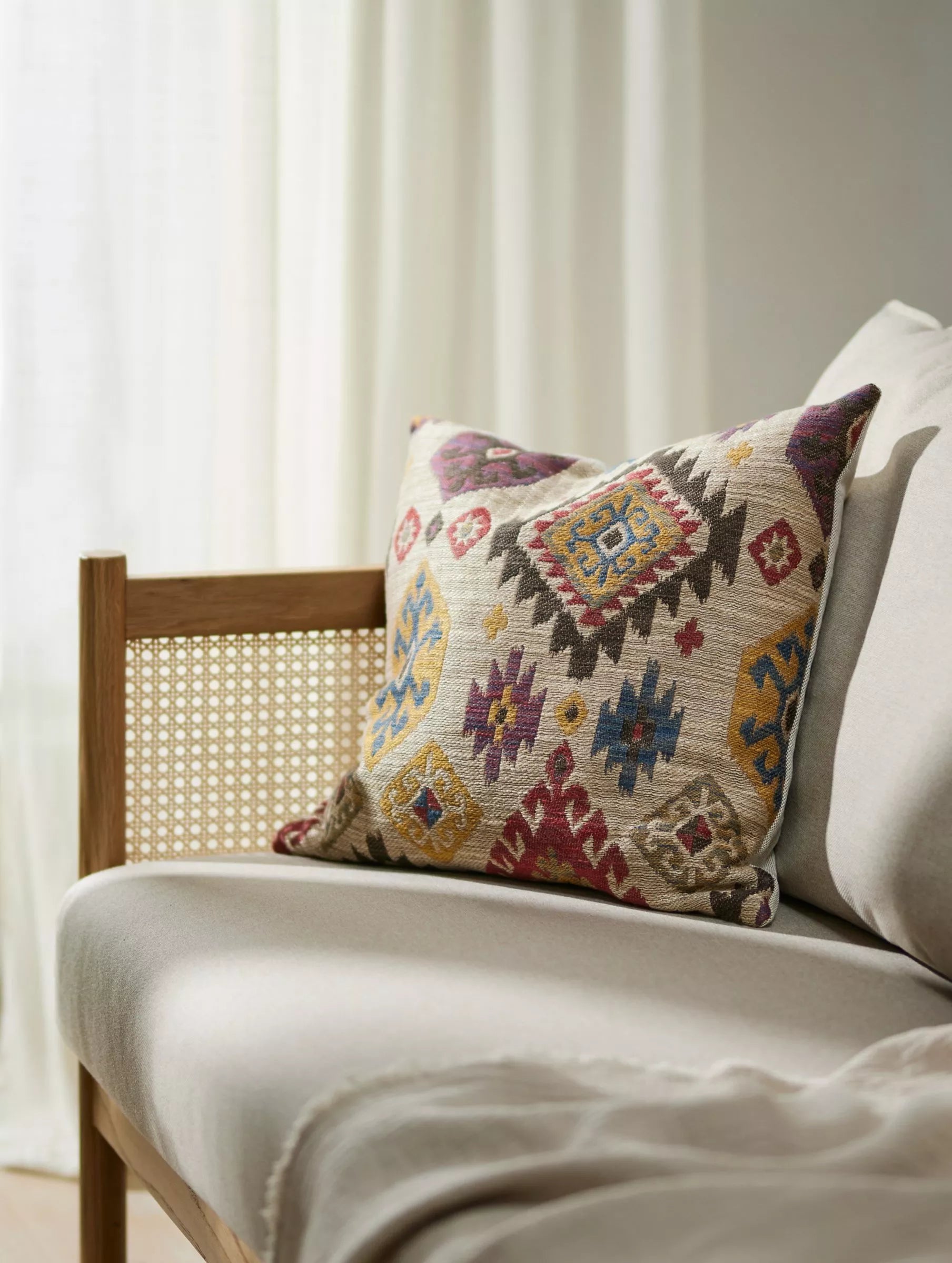 John Lewis Kelim Ikat multi-colour cushion, UK version