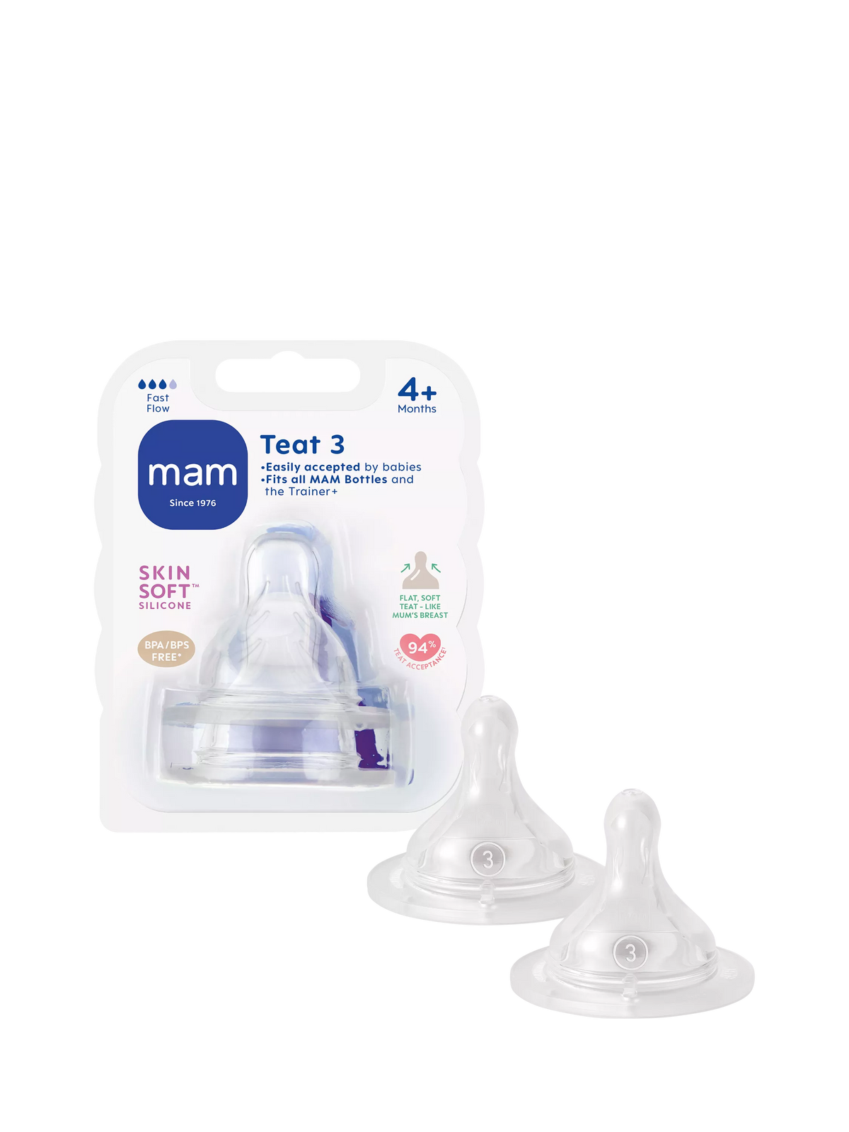 MAM fast flow baby bottle teat pack of 2, imported from the UK