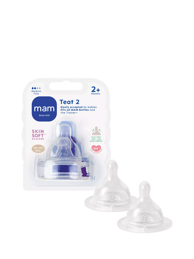 John Lewis MAM Medium Flow Baby Bottle Teats, Pack of 2- Buy online at McGrocer