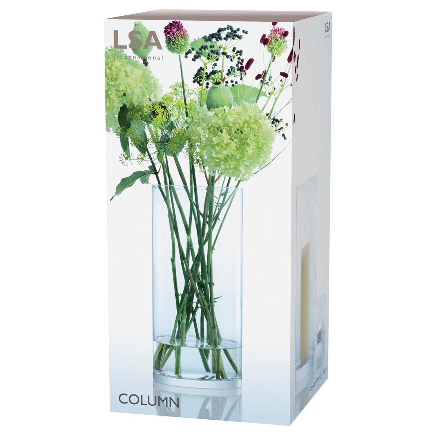 LSA International clear column vase 36cm, UK version