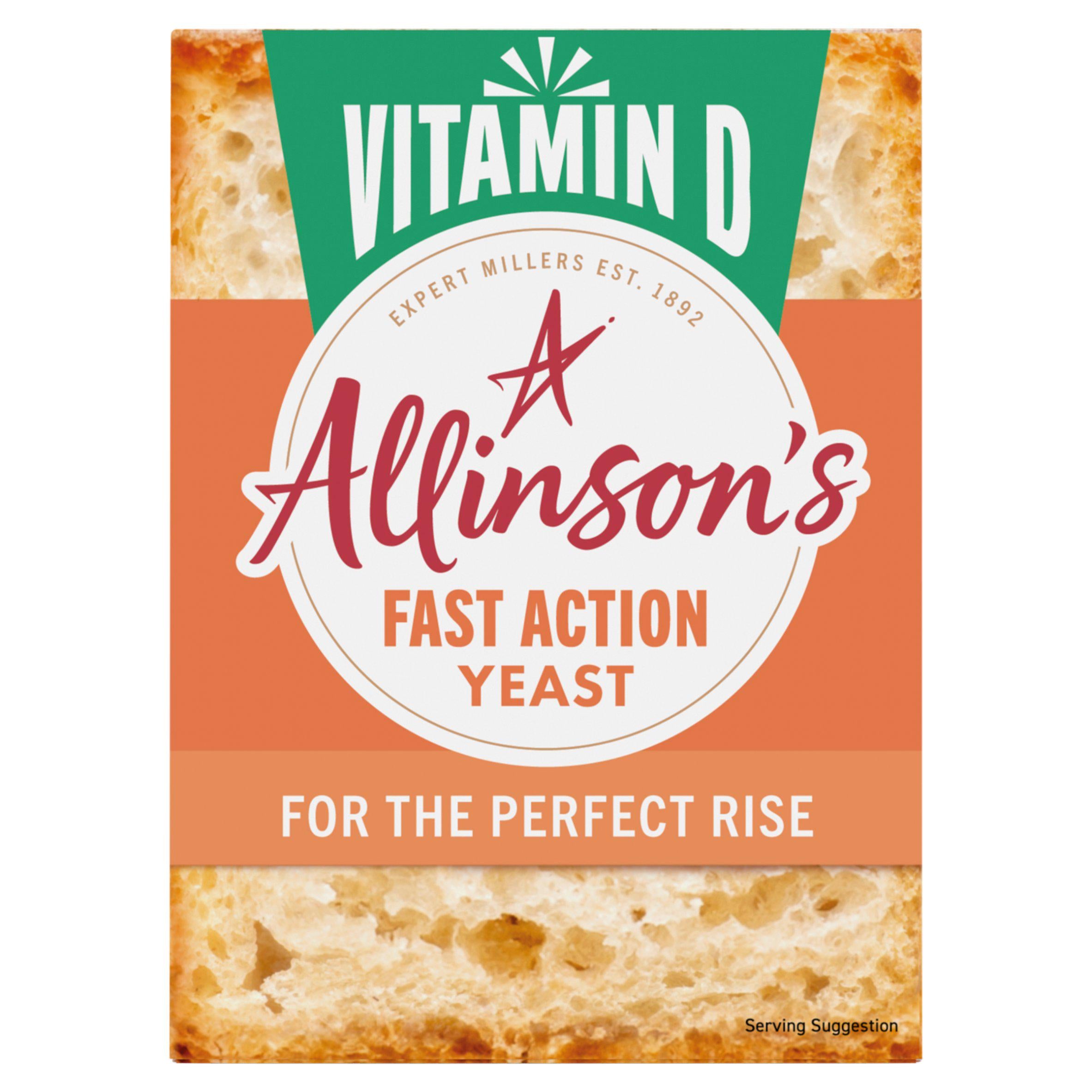 Allinson's Vitamin D Fast Action yeast 6 x 7g, imported from the UK