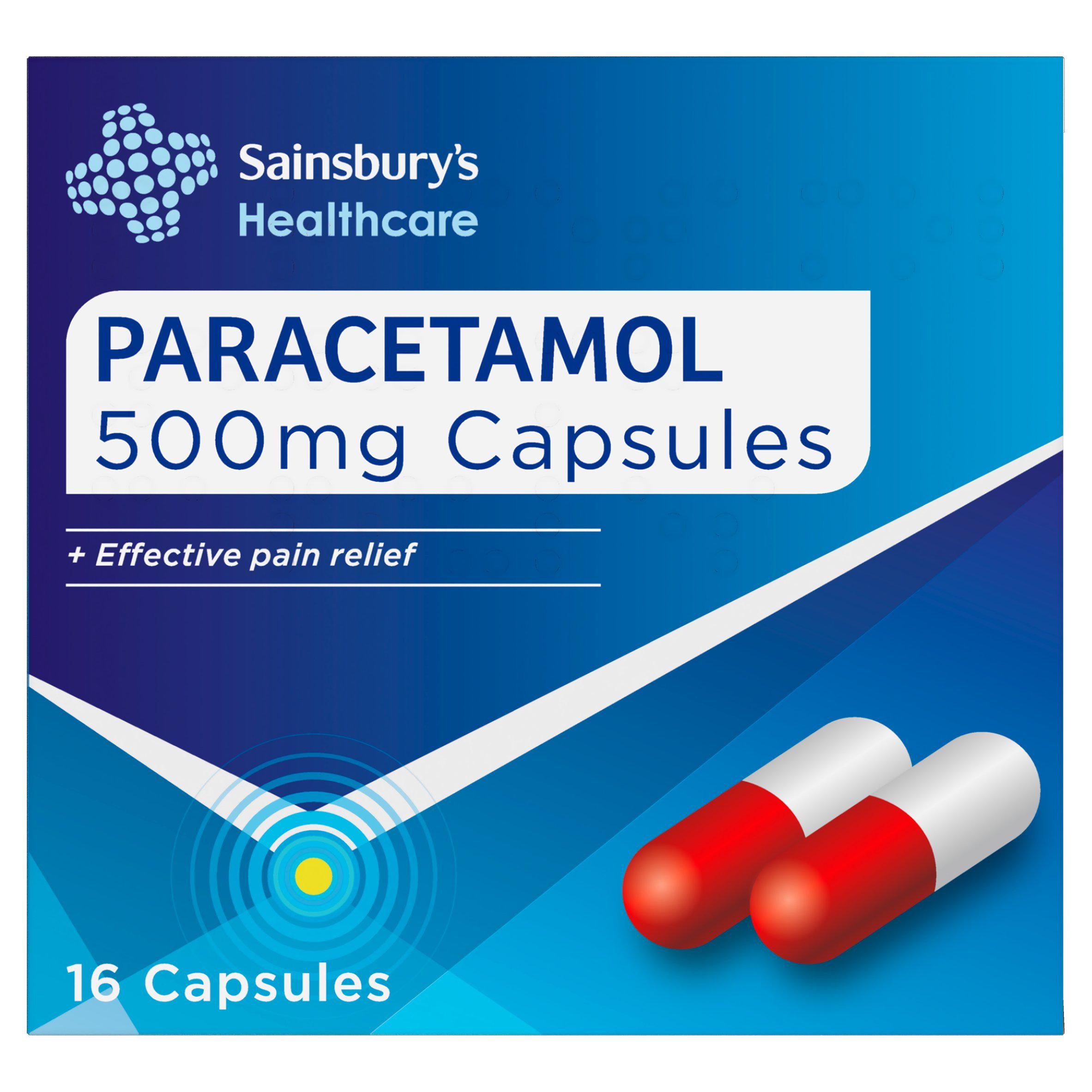 Sainsbury's paracetamol capsules 500mg x16 (British brand)