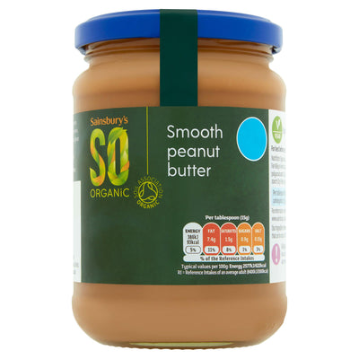 Sainsburys Sainsbury's Peanut Butter glatt, SO Organic 340g- Kjøp online hos McGrocer