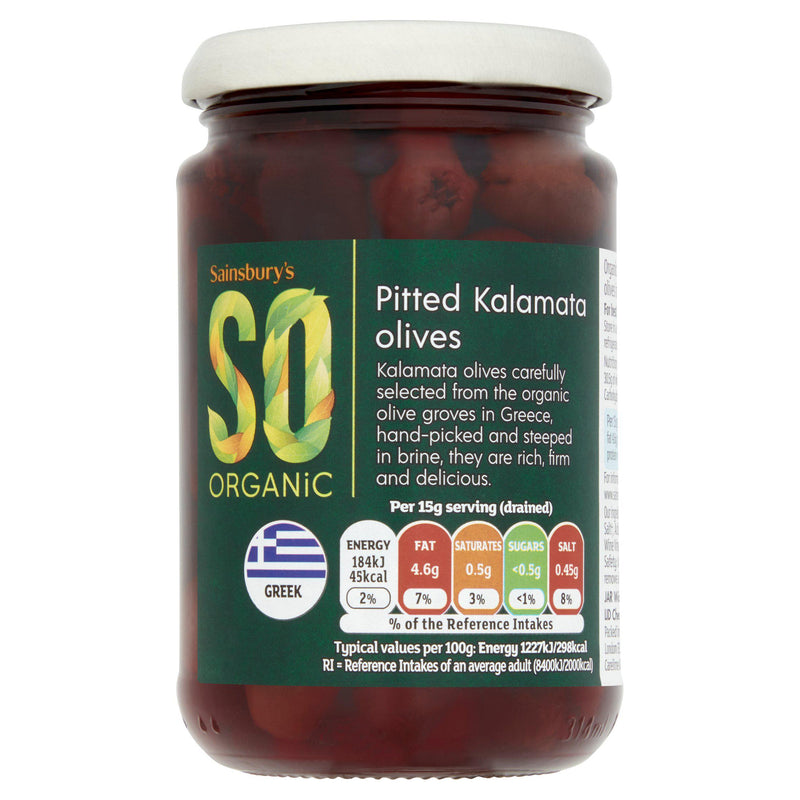 Sainsbury's SO Organic pitted Kalamata olives 295g - British product