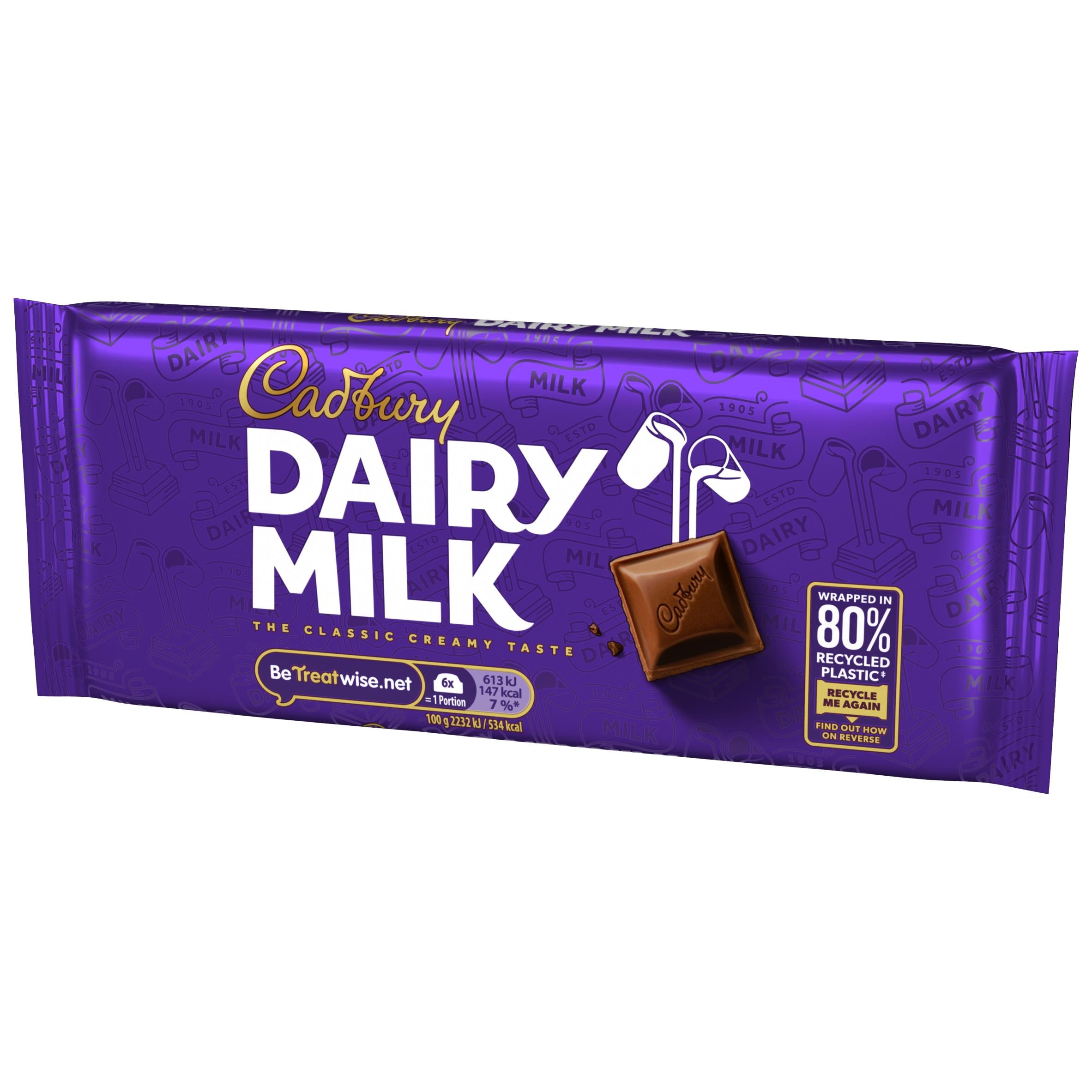Cadbury Dairy Milk classic chocolate bar 110g (British brand)