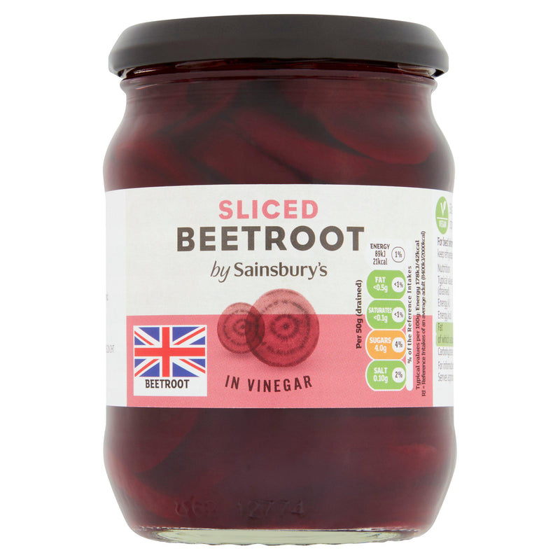 Sainsbury's sliced pickled beetroot in vinegar 340g, imported from the UK