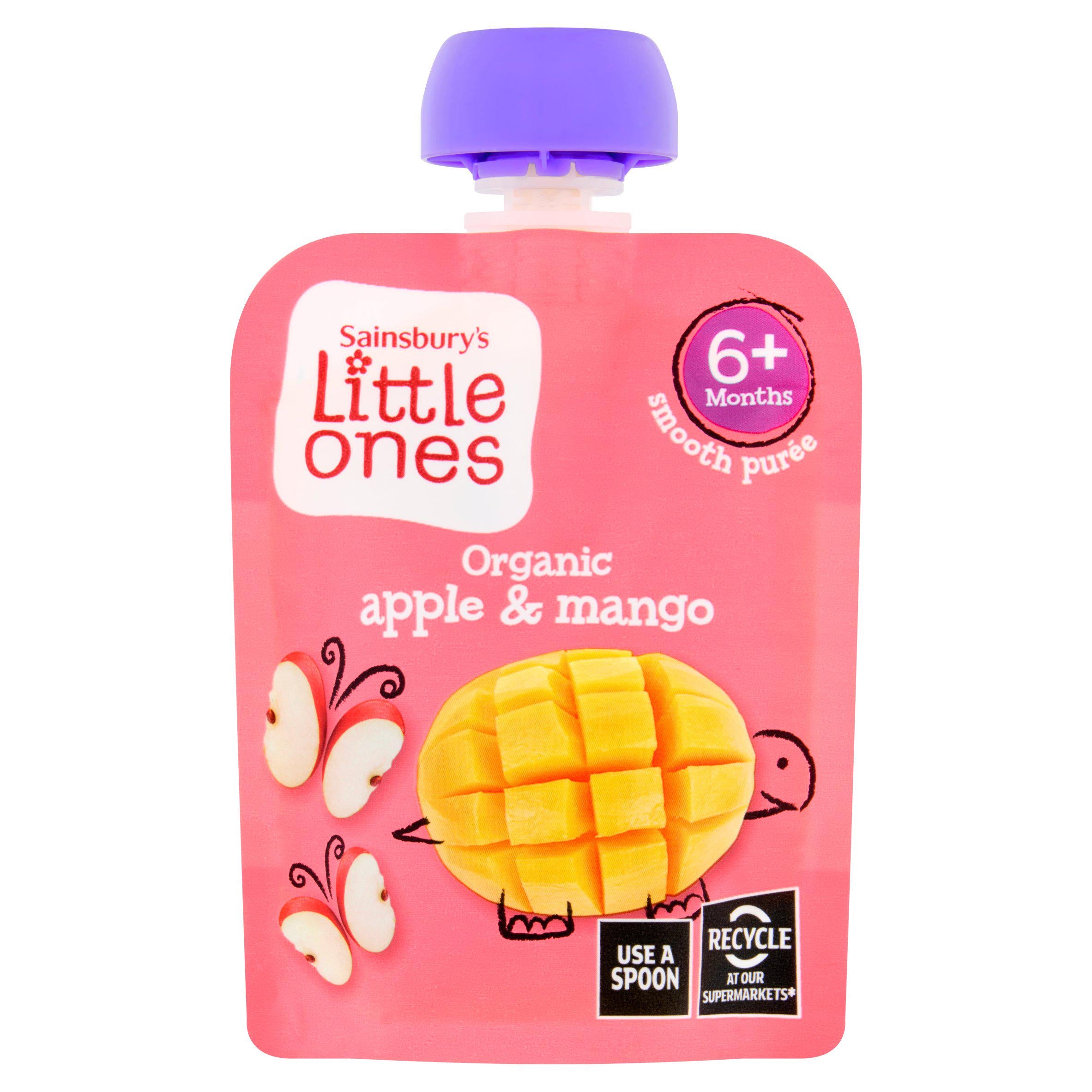 Sainsbury's Little Ones organic apple mango puree 70g, imported from the UK