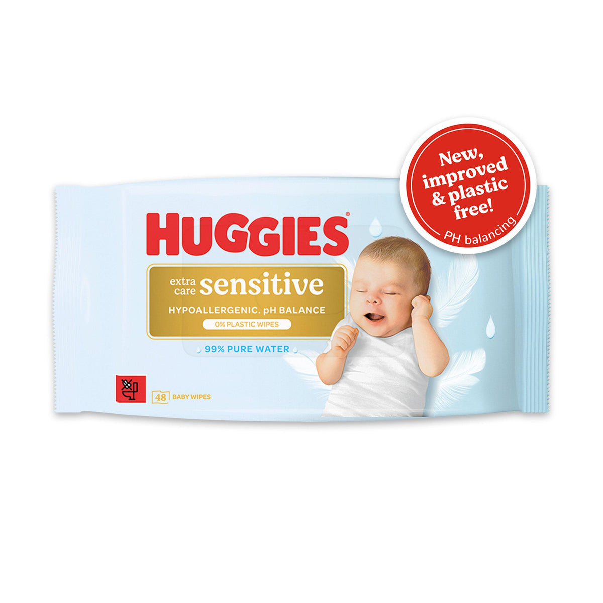 Huggies Pure Extra Care Sensitive Plastic Free Baby Wipes x48