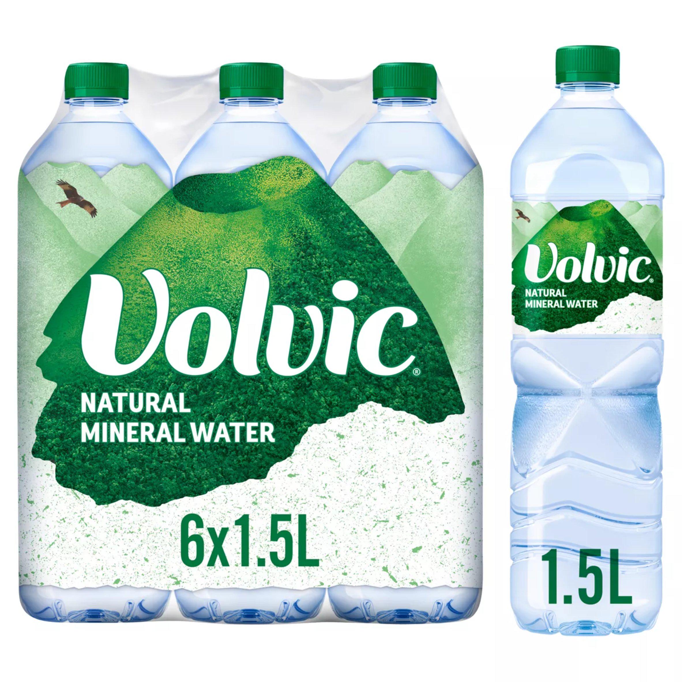 Volvic natural mineral still water 6x1.5L (British brand)
