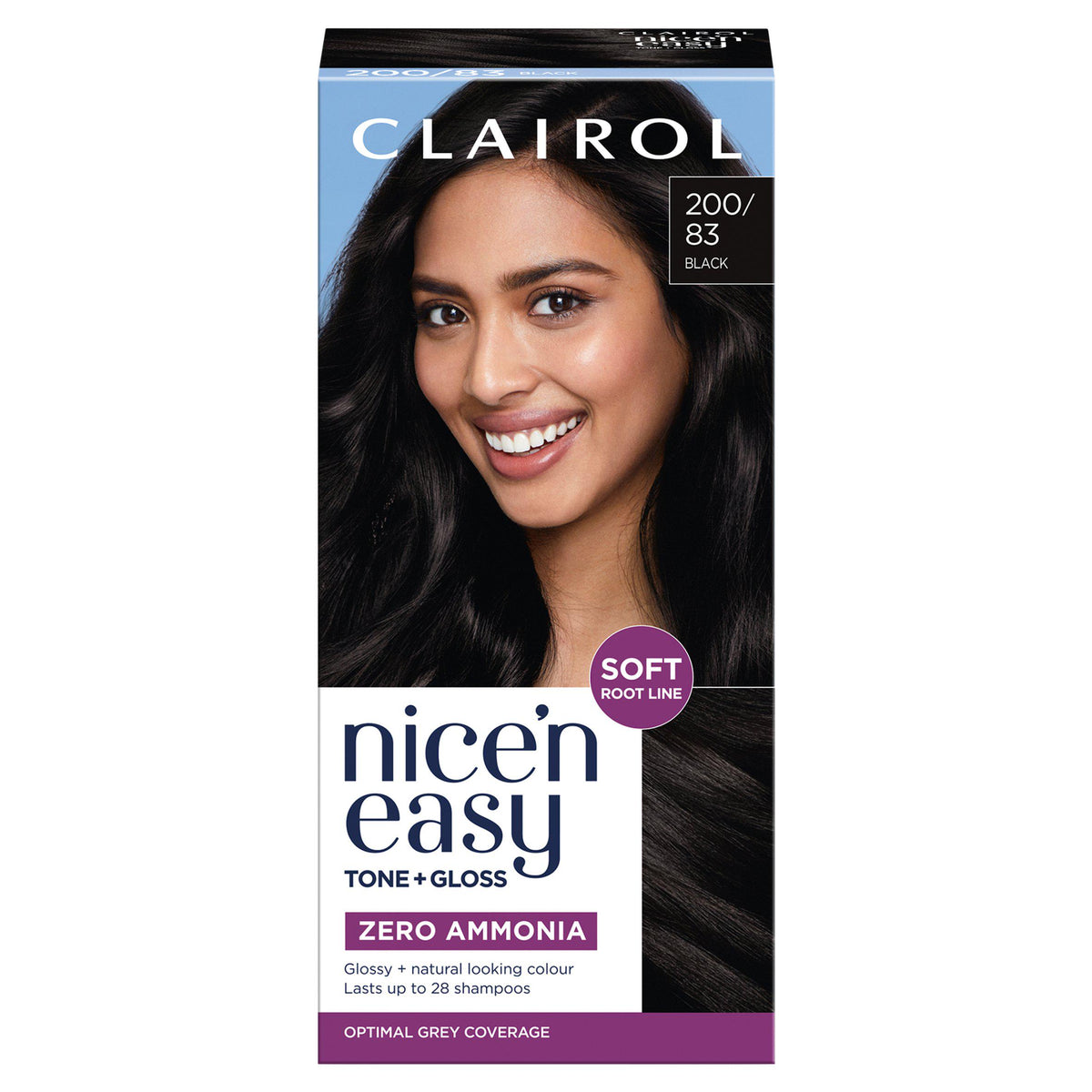 Clairol Nice'N Easy Tone+Gloss Black 200/83 hair dye - British product