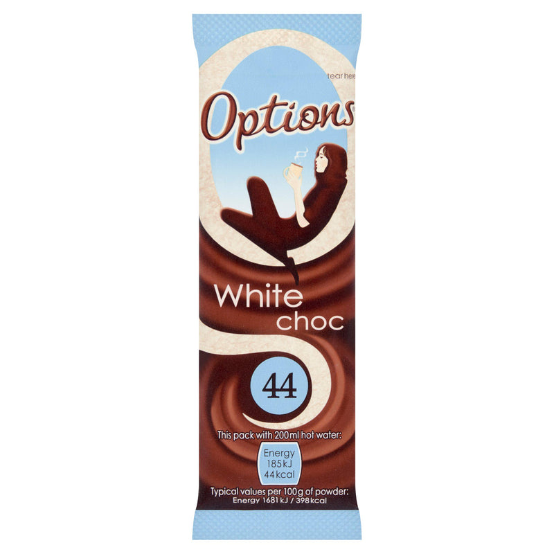 Options instant white hot chocolate drink 11g sachet (British brand)