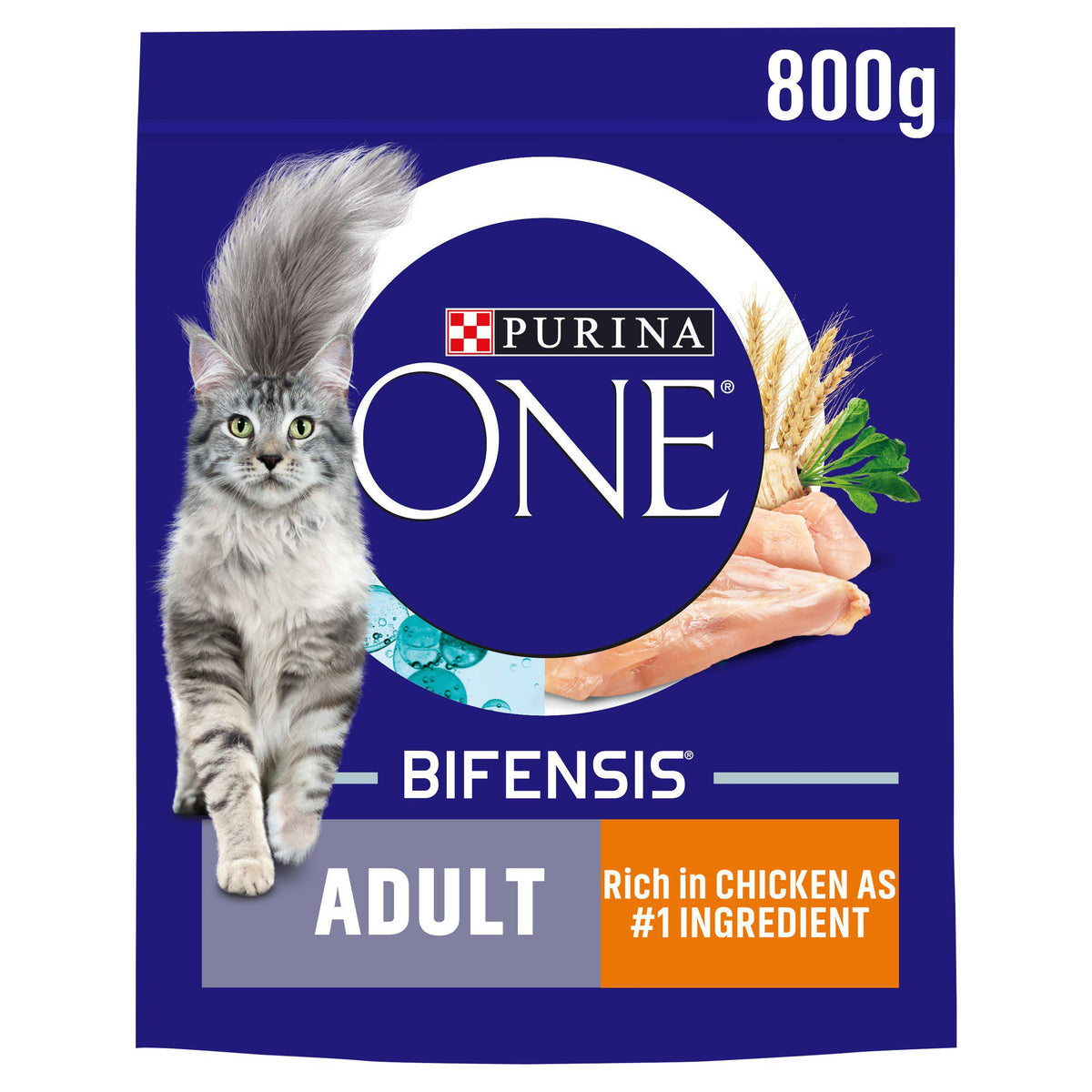 Purina One dry cat food chicken and wholegrains 800g, imported from the UK