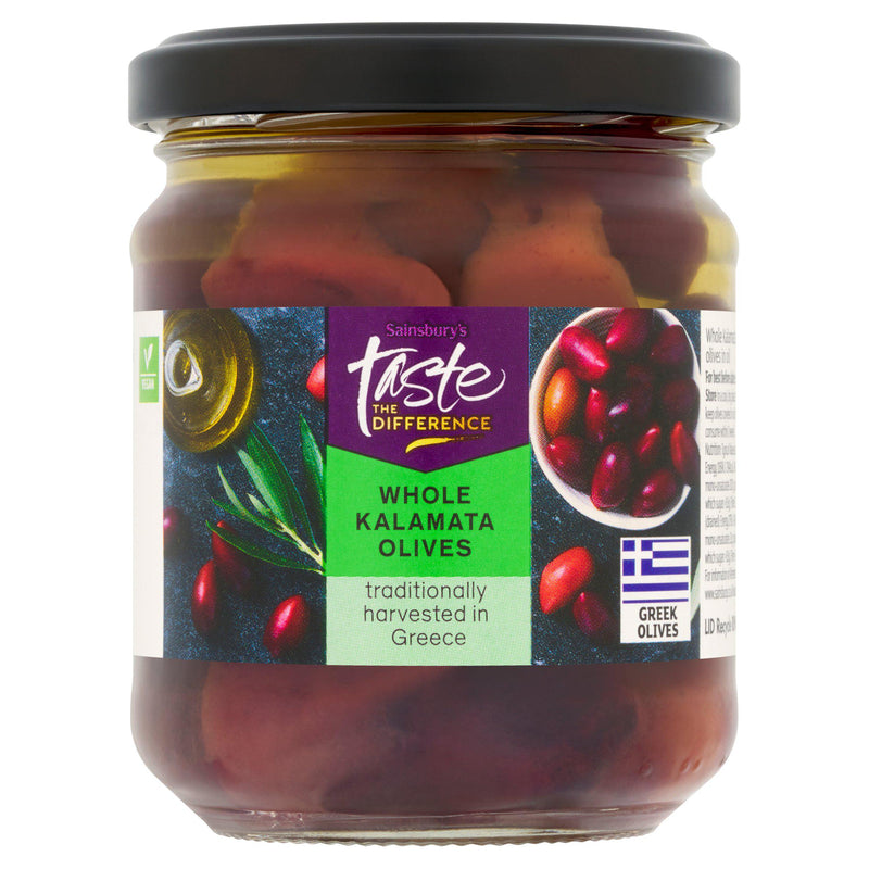 Sainsbury's whole Kalamata olives in oil 180g - British product