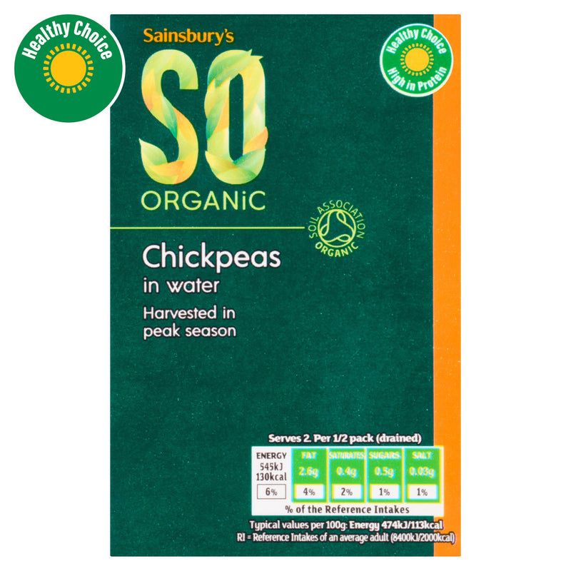Sainsbury's SO Organic chickpeas 380g - British product