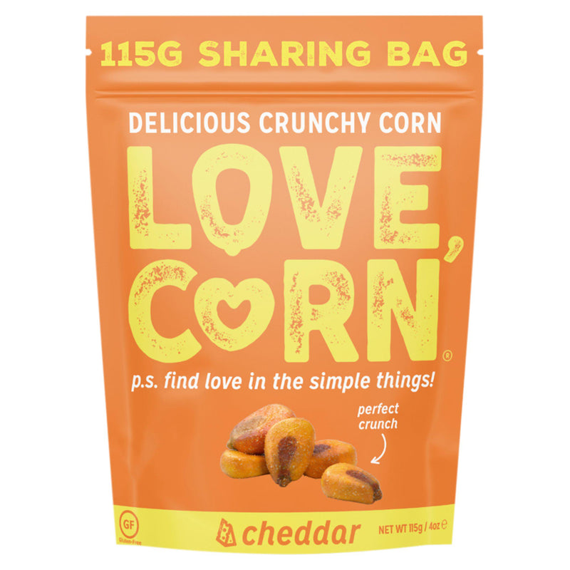 Love Corn crunchy corn snack Cheddar 115g, UK version