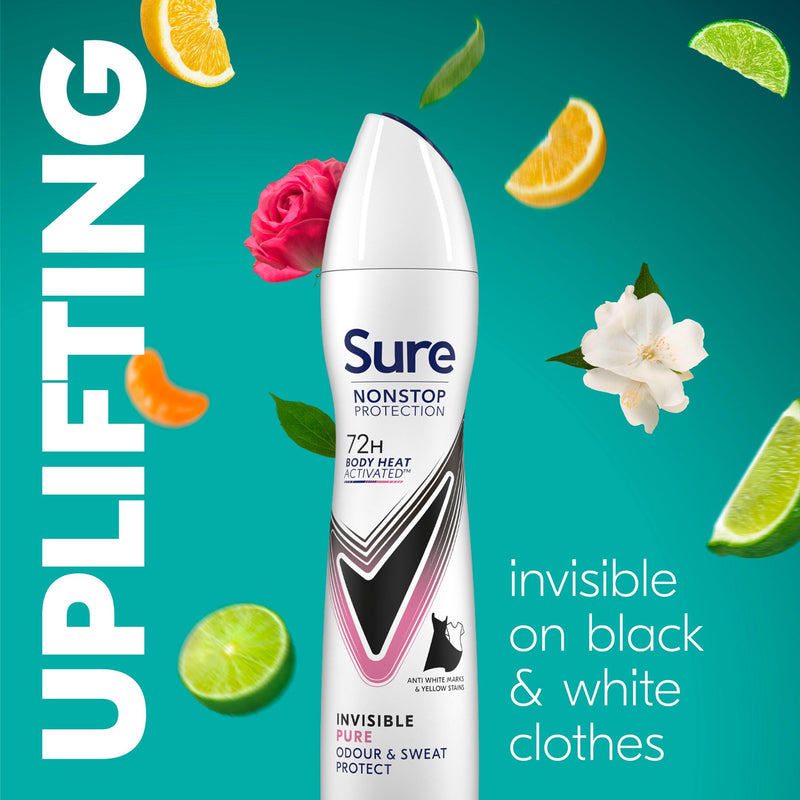 Sure Invisible Pure antiperspirant deodorant spray 250ml - British product