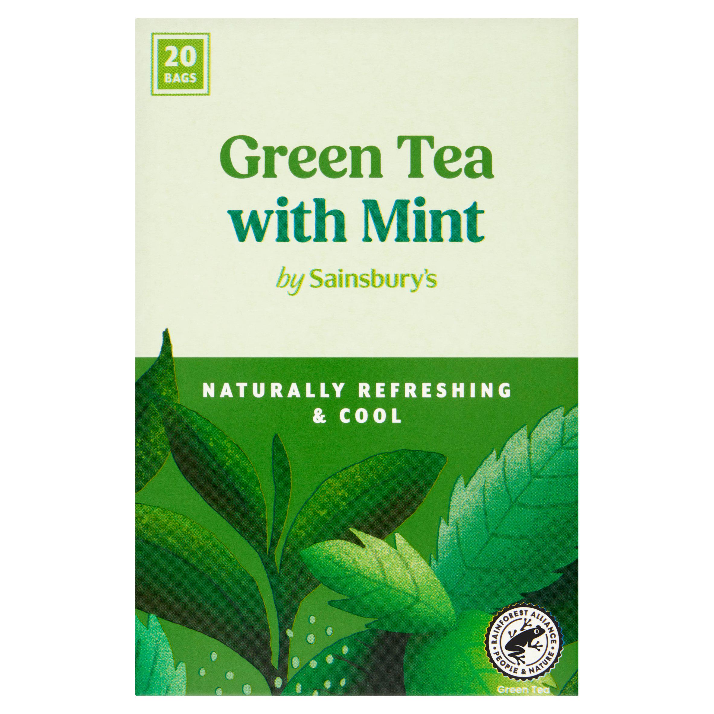Sainsbury's green tea with mint tea bags 38g, UK version