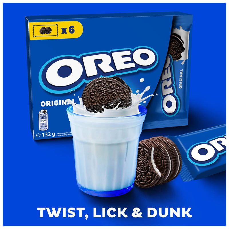 Oreo vanilla chocolate sandwich biscuits 6x22g, imported from the UK