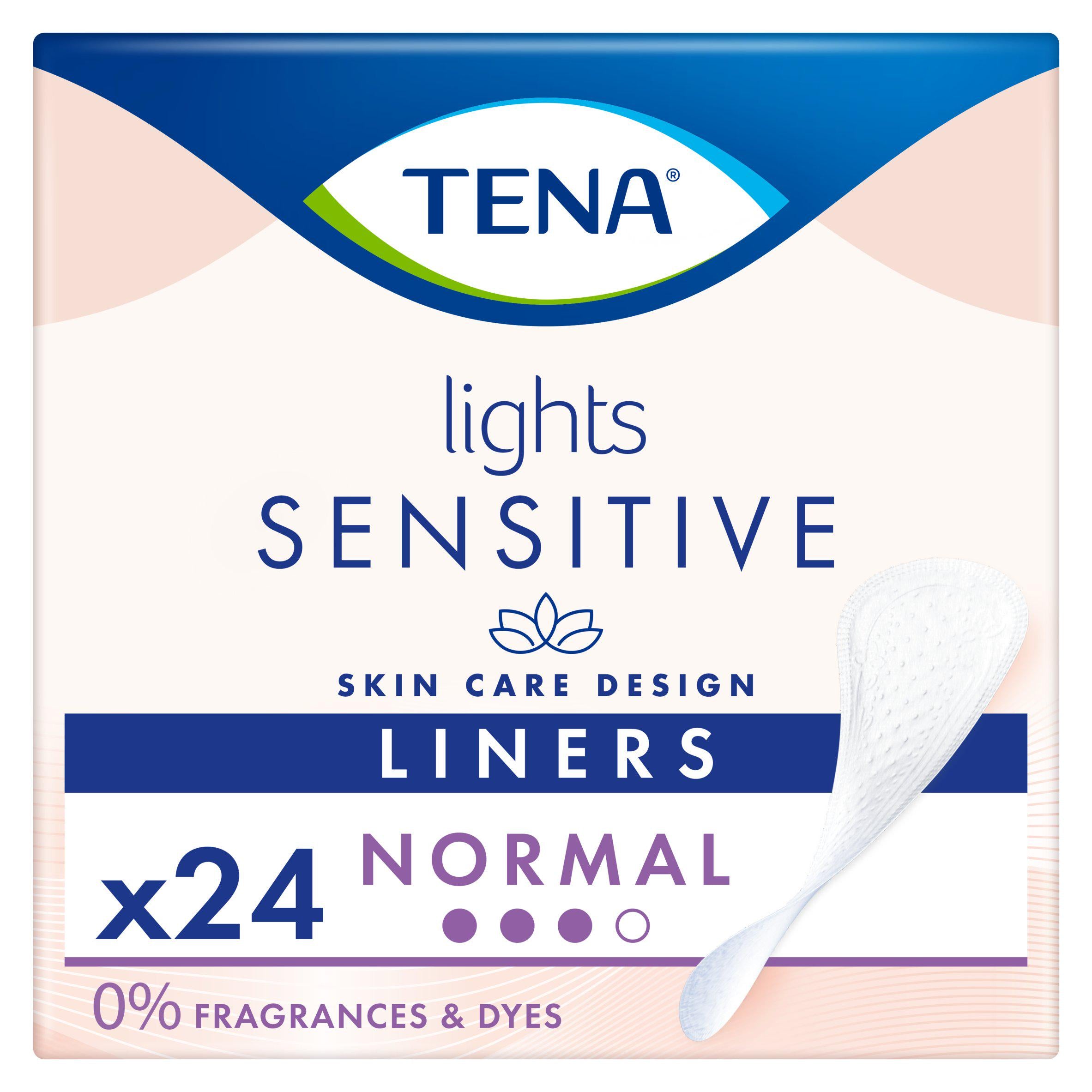 TENA Lights incontinence liners x24 for sensitive skin, UK version