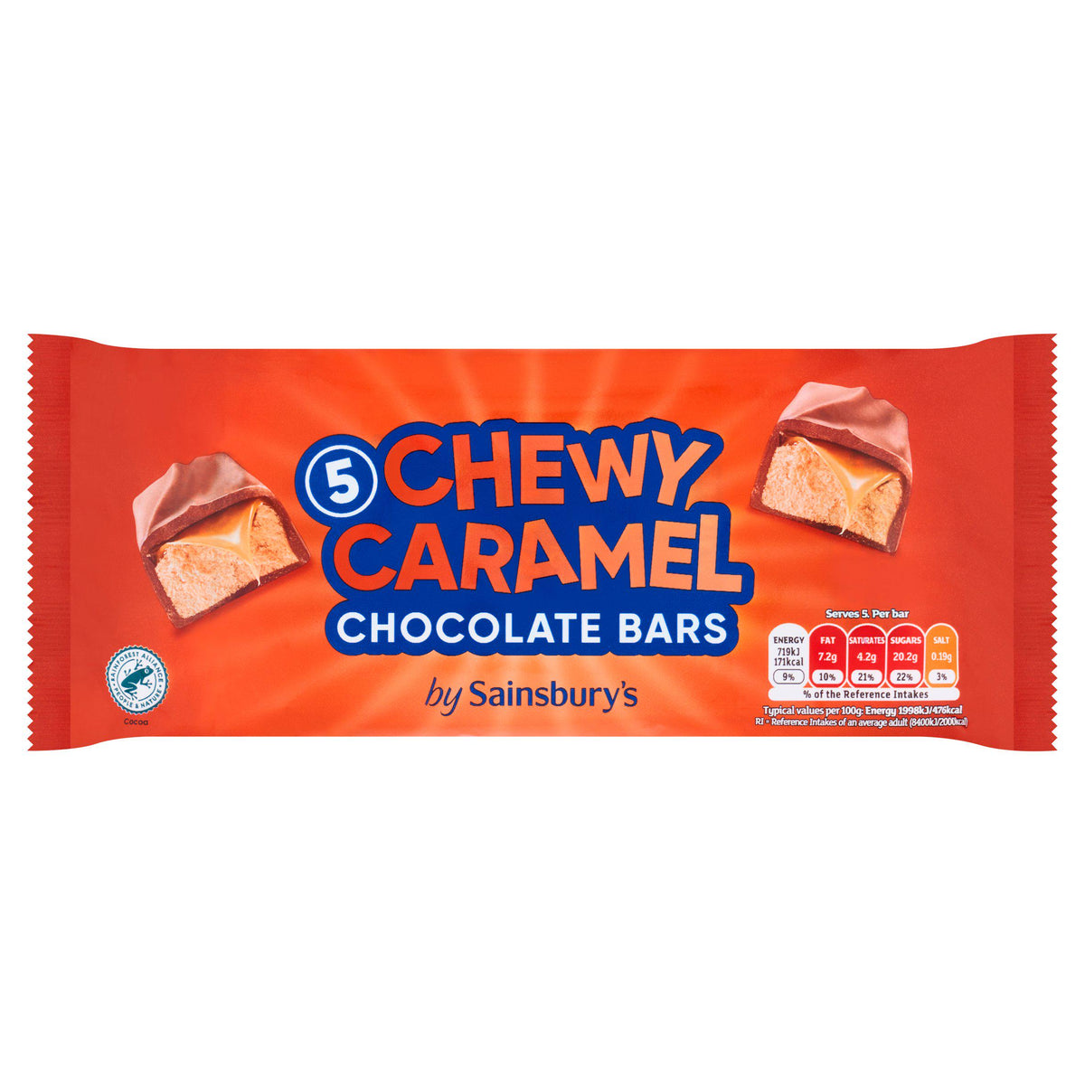 Sainsbury's Chewy Caramel Chocolate Bars 5 x 36g (British brand)