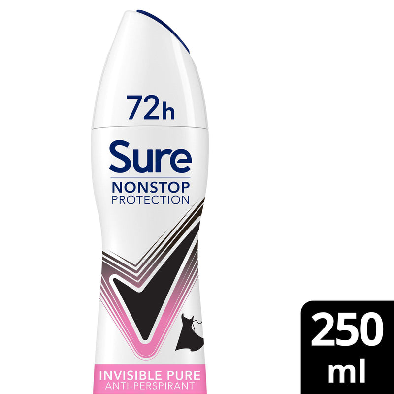 Sure Invisible Pure antiperspirant deodorant spray 250ml - British product