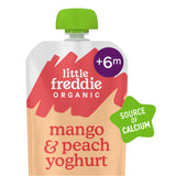 Little Freddie baby food pouch mango peach yoghurt 100g (British brand)