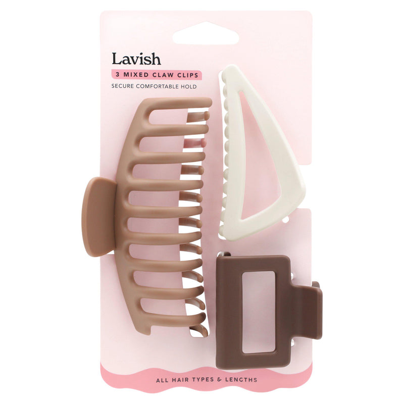 Lavish mixed claw clips 3-pack (British brand)