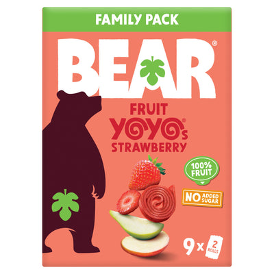 Sainsburys BEAR Fruit Yoyos Strawberry Fruit Rolls 9 x 20g Family Pack- Buy online at McGrocer