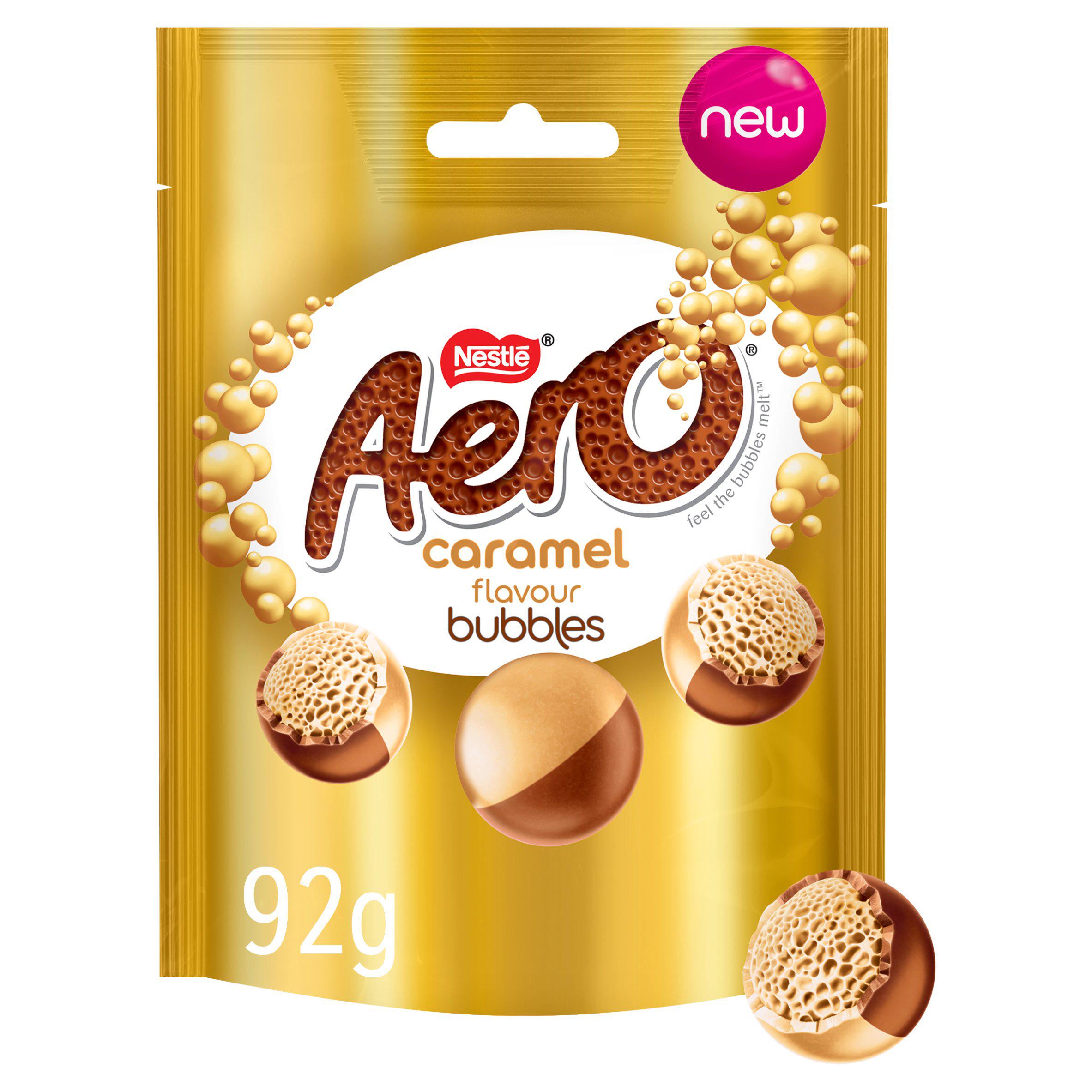 Aero chocolate sharing bag caramel flavour 92g, imported from the UK