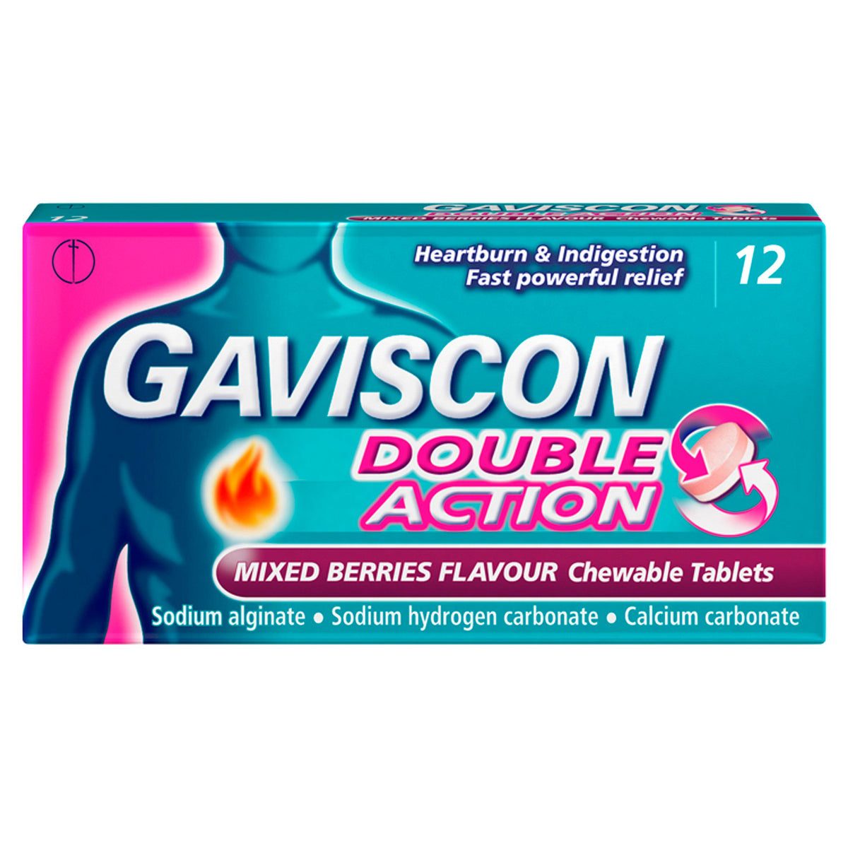 Gaviscon antacid tablets Mixed Berries 12 tablets (British brand)
