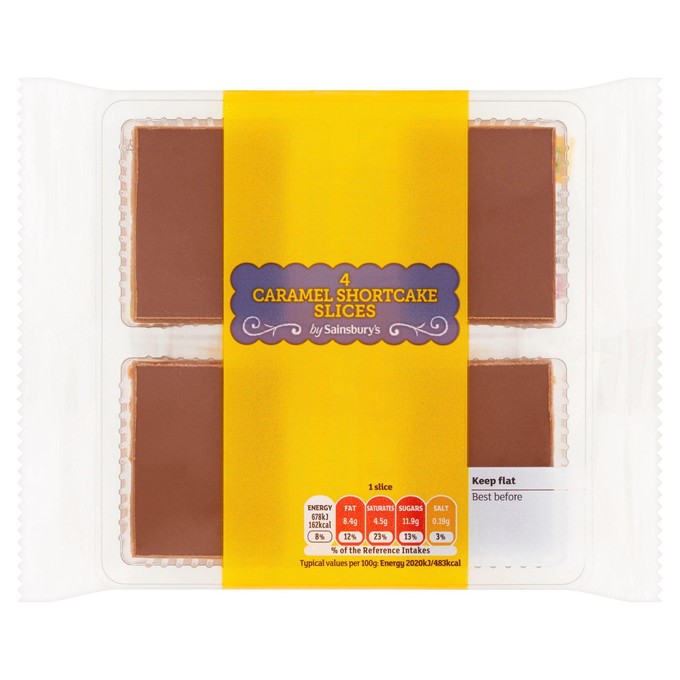 Sainsbury's caramel shortcake cake slices 4 pack 132g, UK version