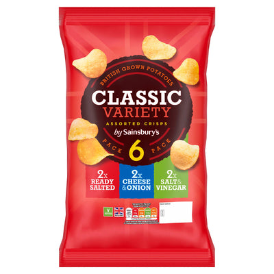 Sainsburys Sainsbury's Assorted Multipack Potato Crisps 6x25g- Buy online at McGrocer