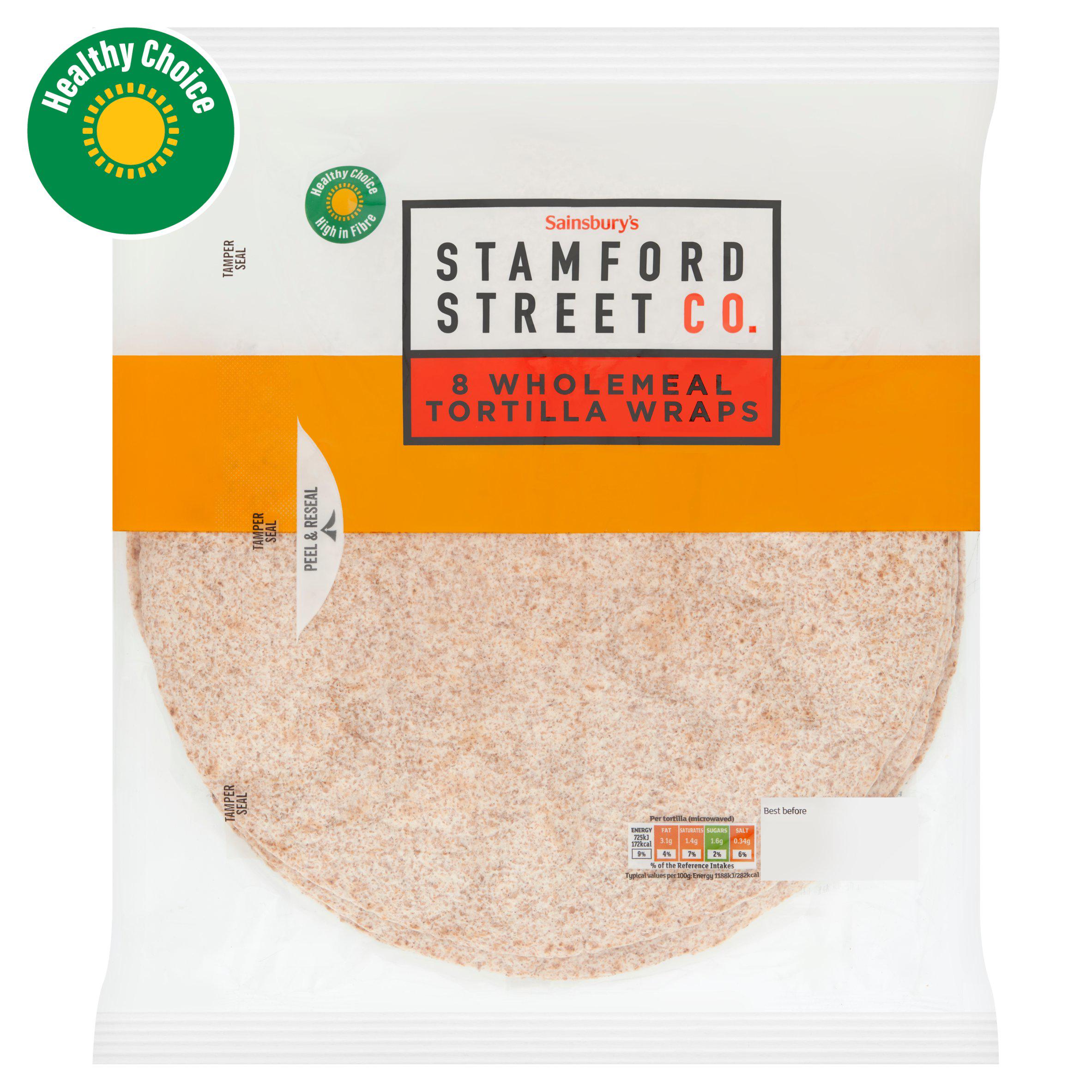 Stamford Street wholemeal tortilla wraps 8 pack (British brand)