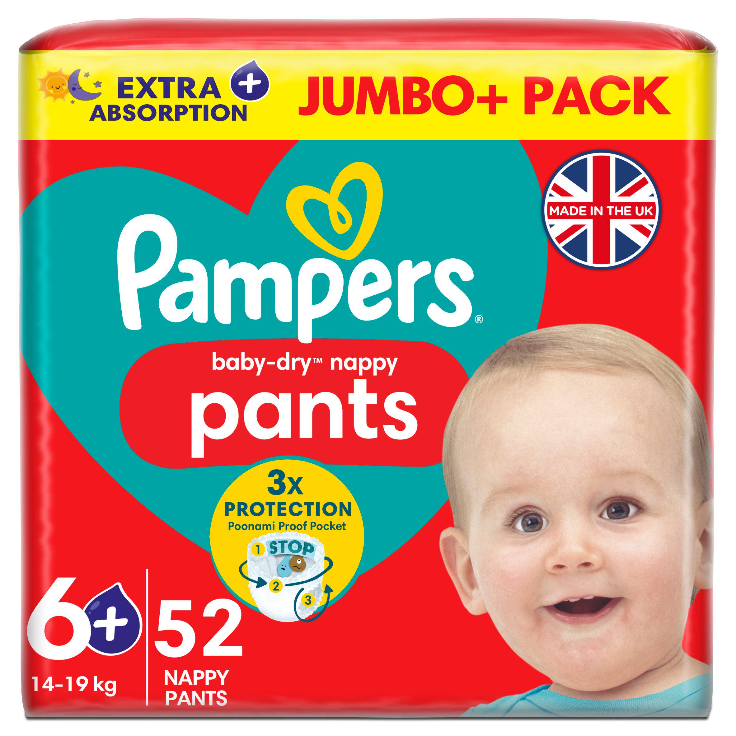 Pampers Baby Dry Pants Size 6+ 52, imported from the UK