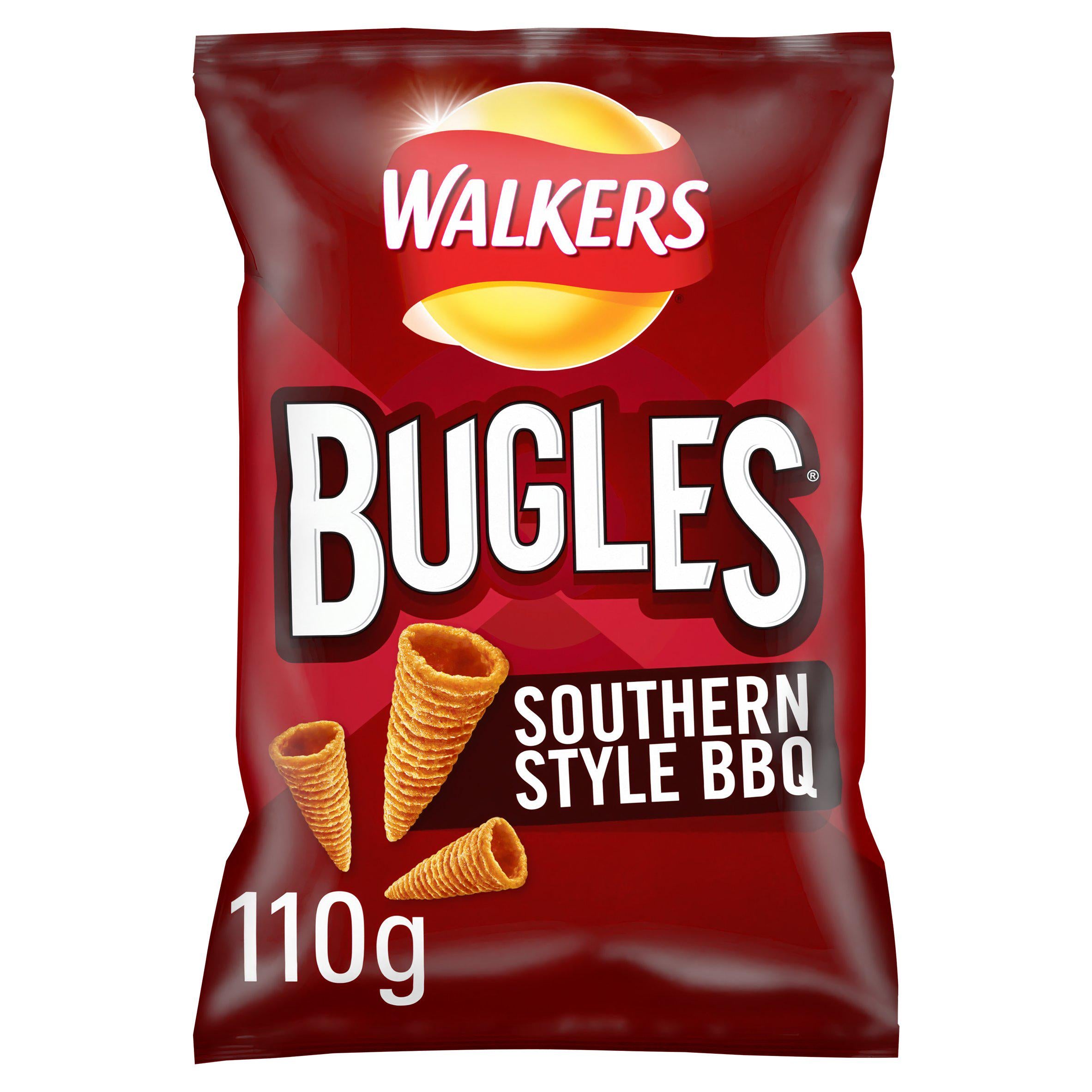 Walkers Bugles BBQ corn snack 110g, imported from the UK