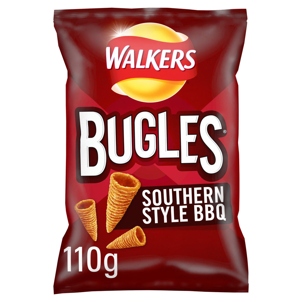 Walkers Bugles BBQ corn snack 110g, imported from the UK