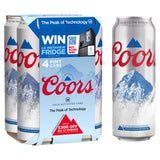 Coors lager beer 4 pack 568ml cold activated cans, UK version