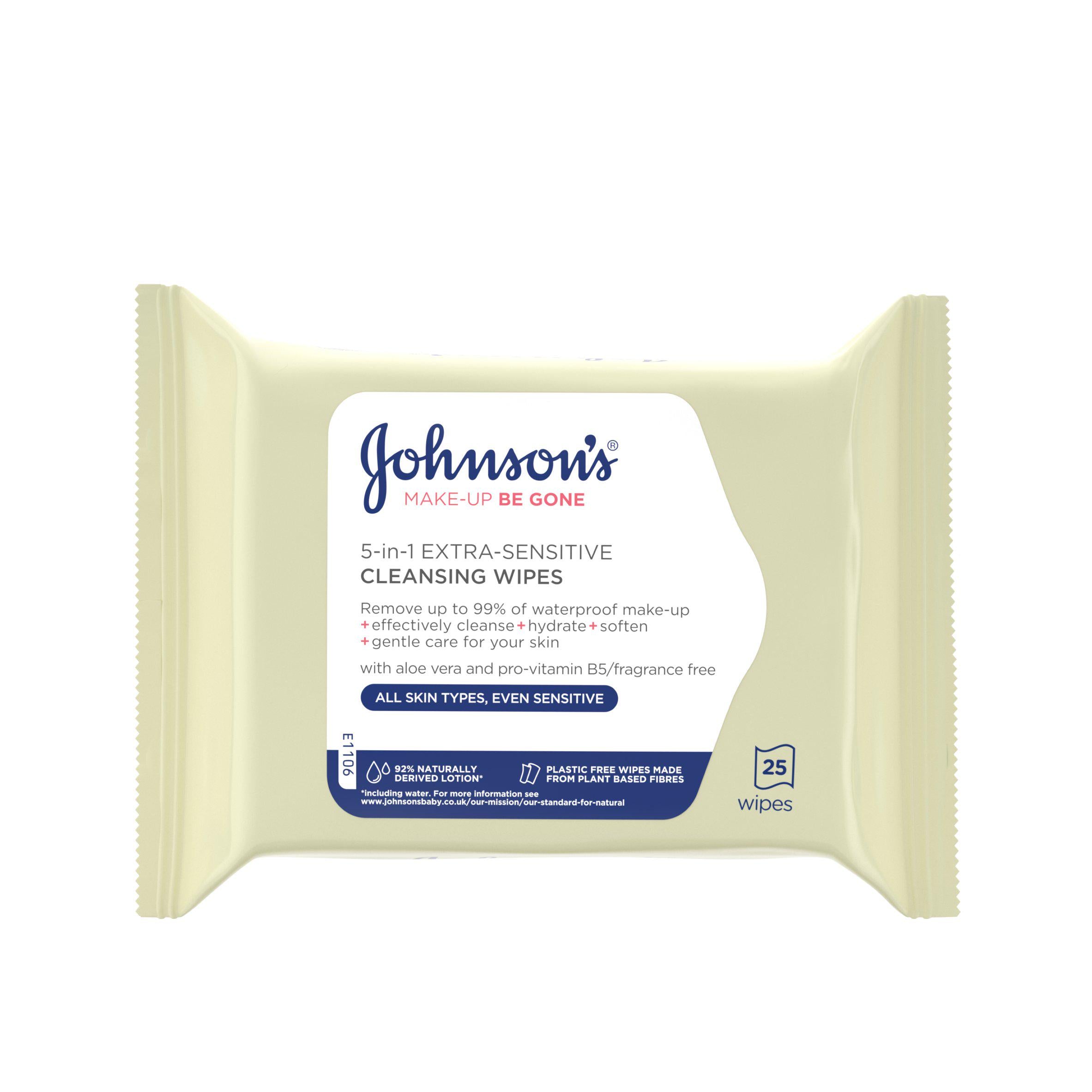Johnson's extra-sensitive makeup wipes 25 wipes - British product