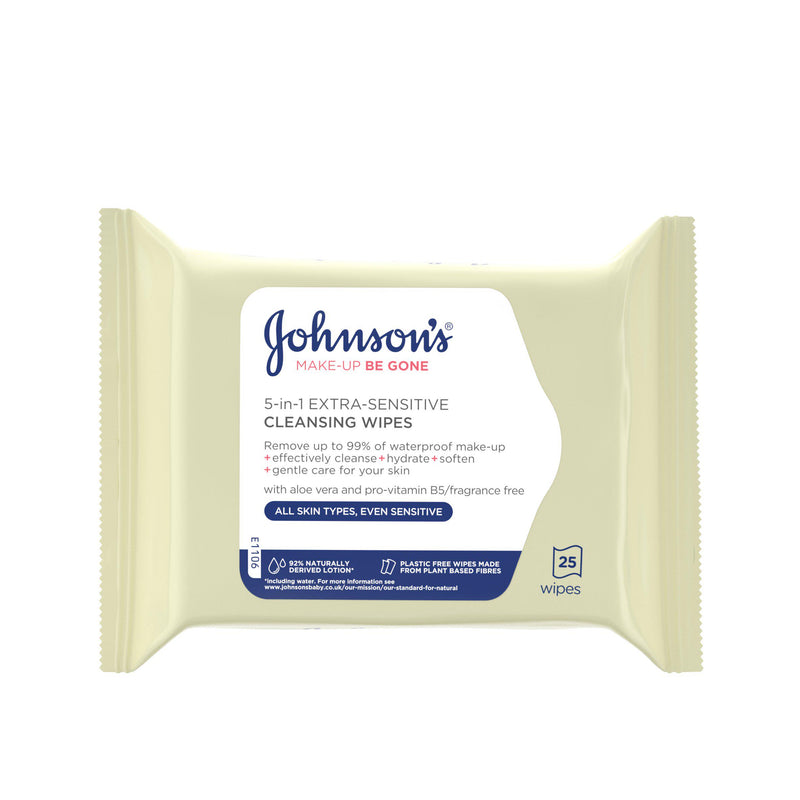 Johnson's extra-sensitive makeup wipes 25 wipes - British product
