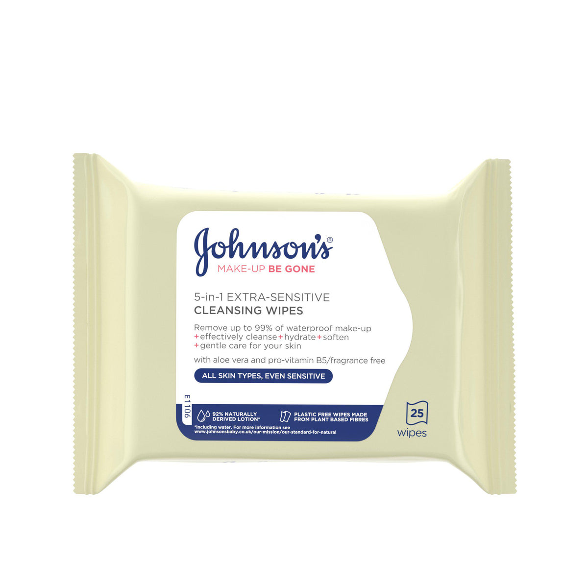 Johnson's extra-sensitive makeup wipes 25 wipes - British product