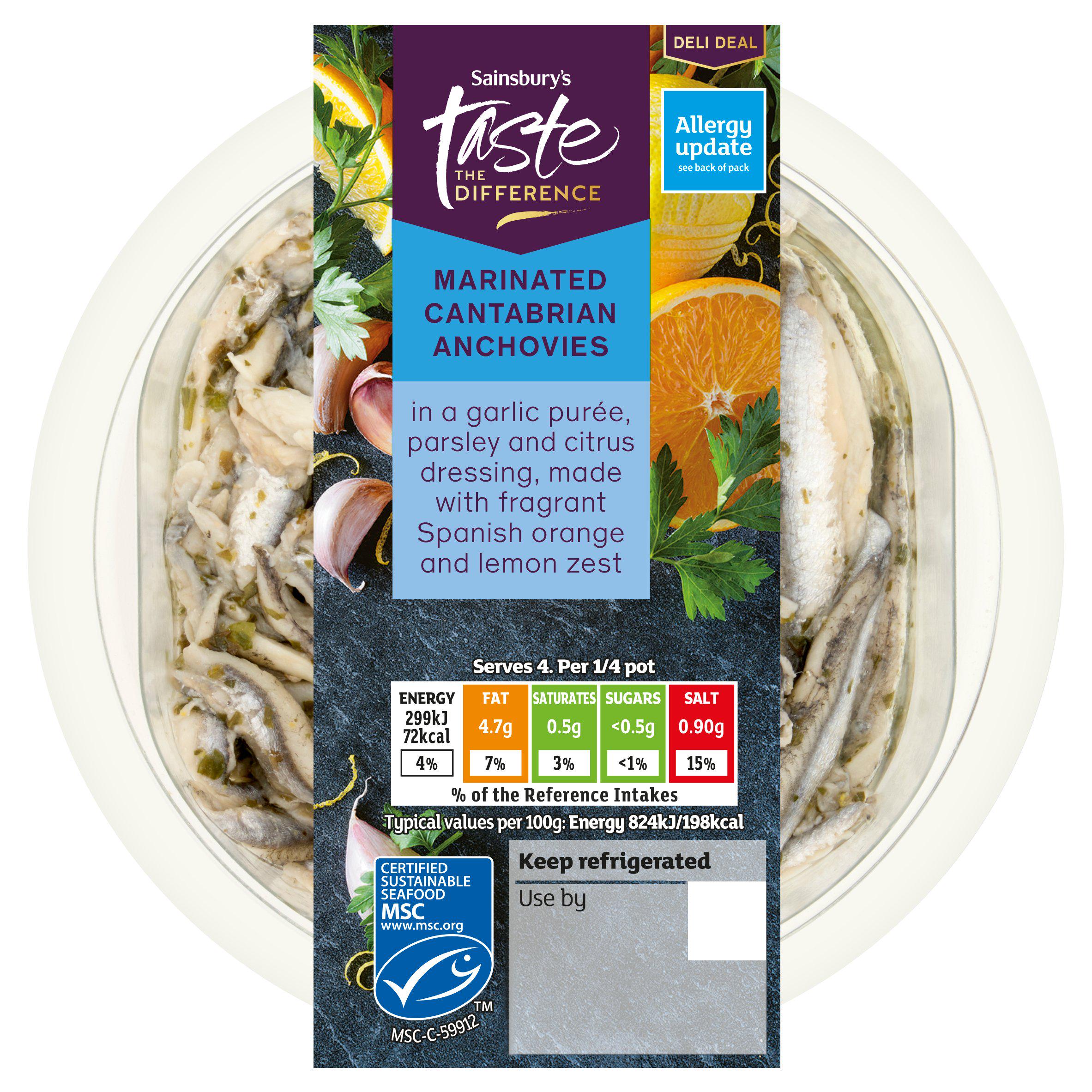 Sainsbury's Taste the Difference marinated anchovies 145g (British brand)
