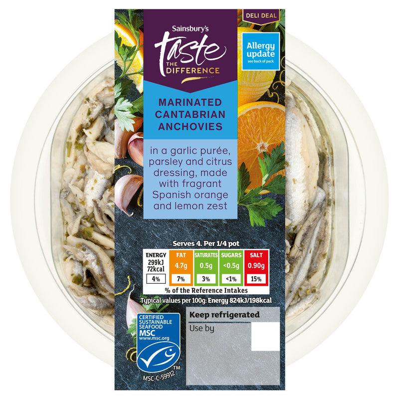 Sainsbury's Taste the Difference marinated anchovies 145g (British brand)