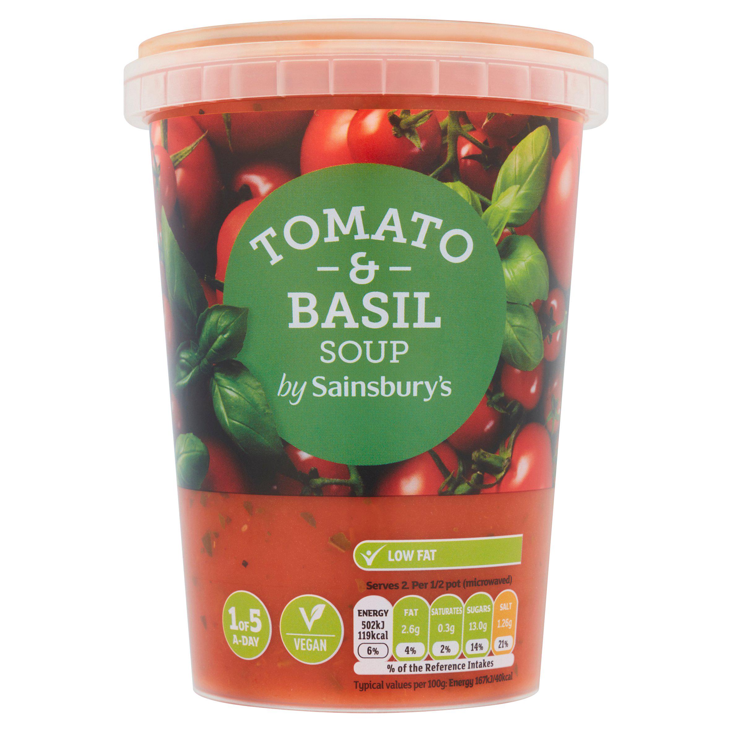 Sainsbury's Tomato & Basil soup 600g, imported from the UK