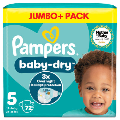 Sainsburys Pampers Baby-Dry Size 5 Nappies 11-16kg 72 Count Jumbo+ Pack- Buy online at McGrocer