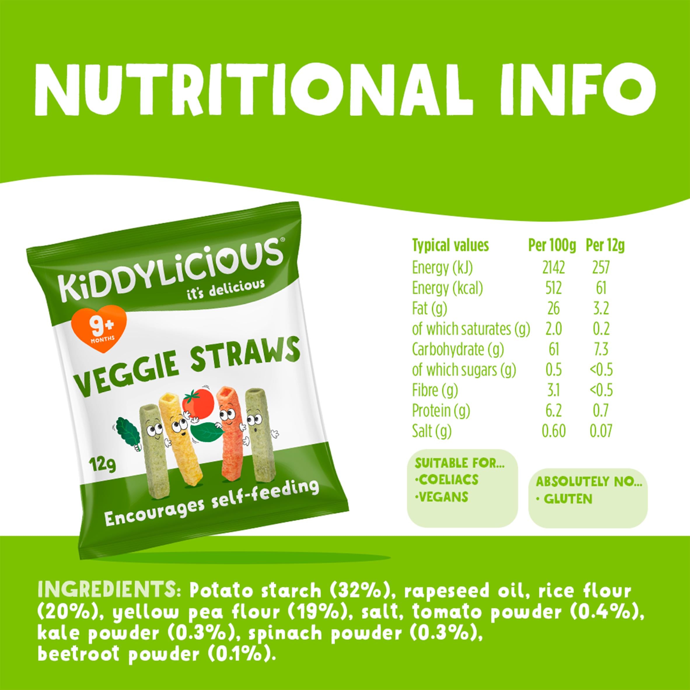 Kiddylicious veggie straws baby snack 12g (British brand)