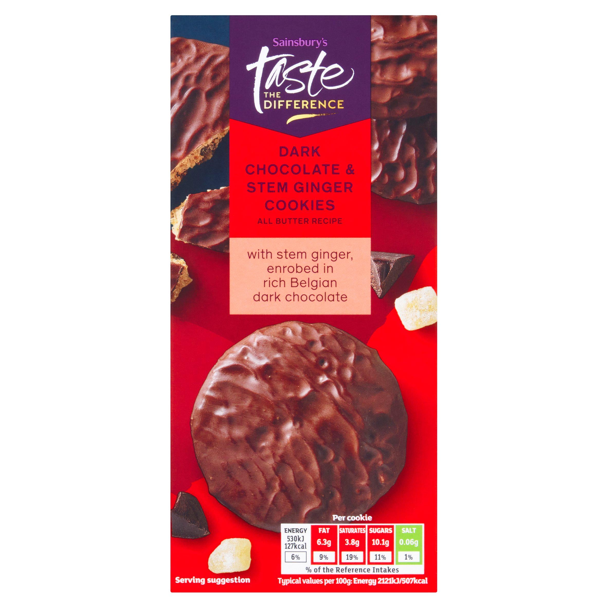 Sainsbury's dark chocolate and ginger cookies 200g (British brand)